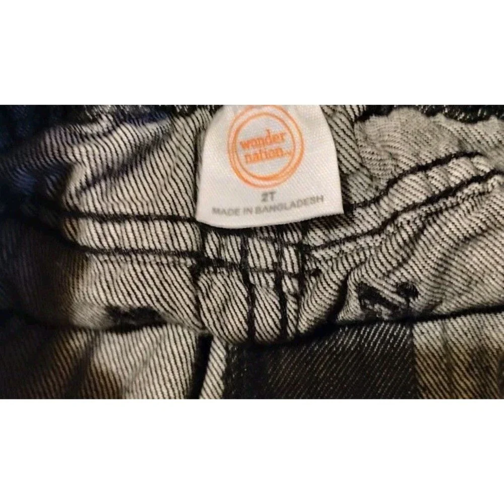 Wonder Nation Toddler Boys Jeans Size 2t Black Zip Snap Elastic Waist